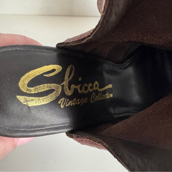 New Sbicca Leather and Suede Block Heel Sandals in Dark Burgundy Maroon - Picture 6 of 9